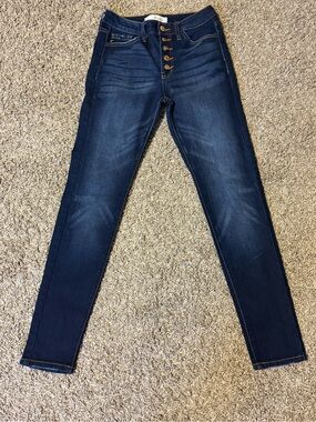 KanCan Dark Blue Skinny Jeans with Button Fly